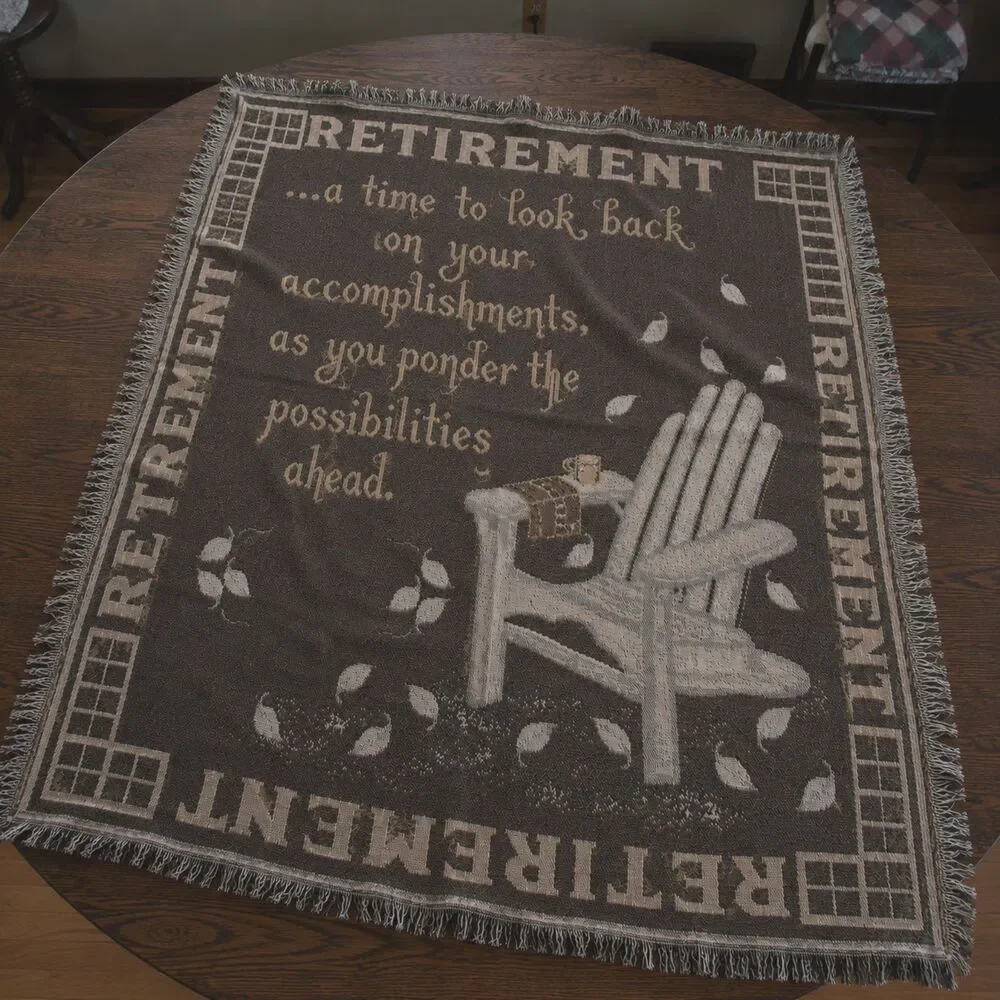 Retirement Woven Tapestry Throw Blanket Adirondack Chair Fringe Gift